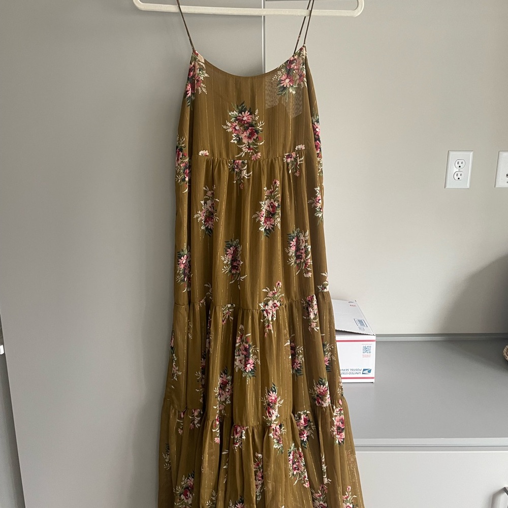 Madewell Floral Olive Maxi Dress